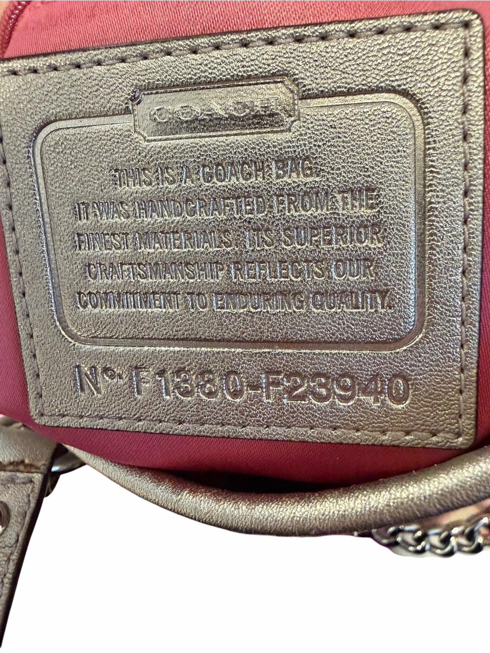 Coach Pink Metallic Outline Signature Mia Tote Daisy + Strap & Chains - Picture 2 of 10